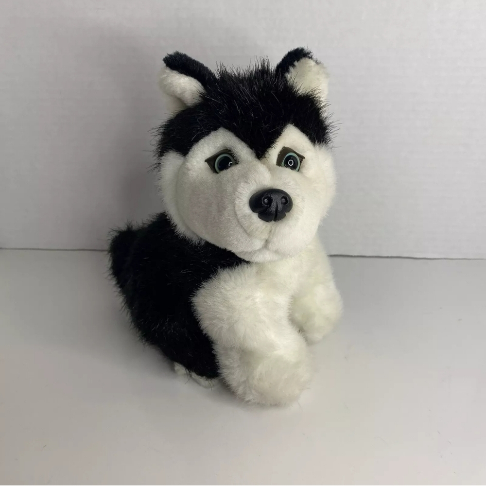 Vintage Stuffed Animal House Black Husky Dog Plush Stuffed Animal Mini
